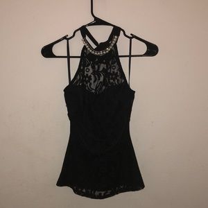 Halter top with pearls